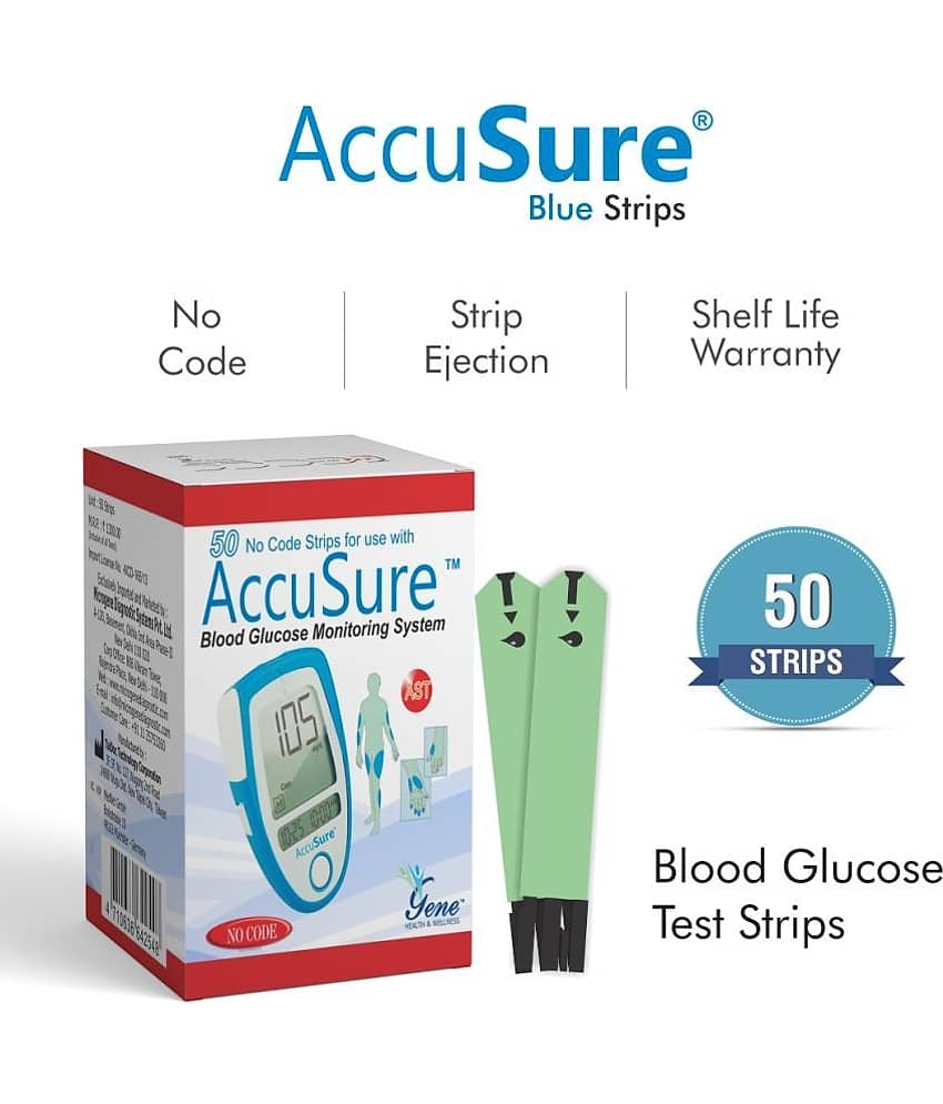 ACCUSURE Blue Glucometer 50 Test Strips view 2