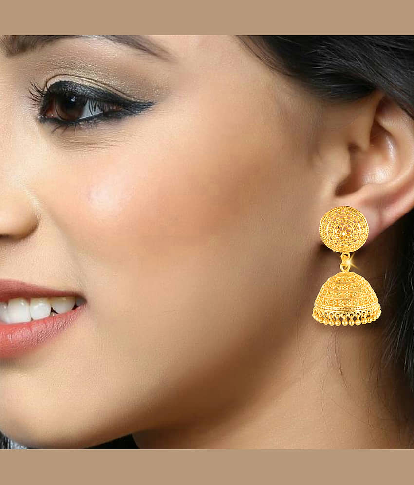VIVASTRI Golden Jhumki Earrings ( Pack of 1 ) view 2