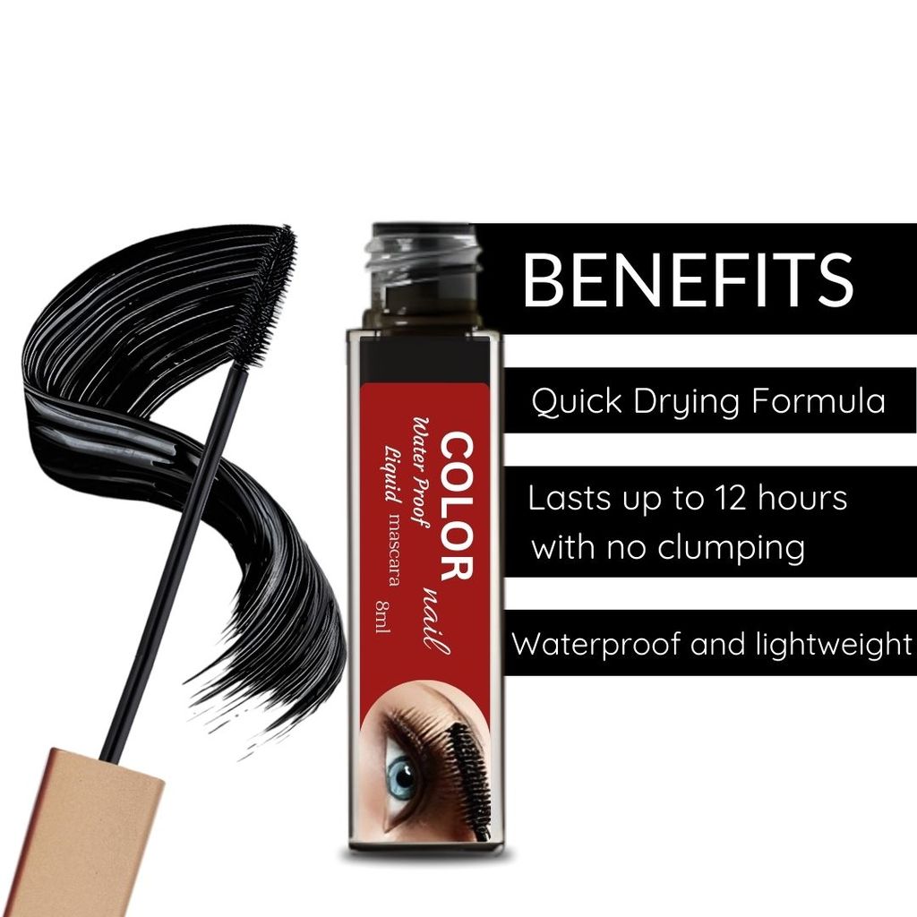Color Nail Water-resistant Mascara-Smudge Proof and Smooth Finish All Day, Mascara For All Occasion (Black,Pack Of 1) view 2