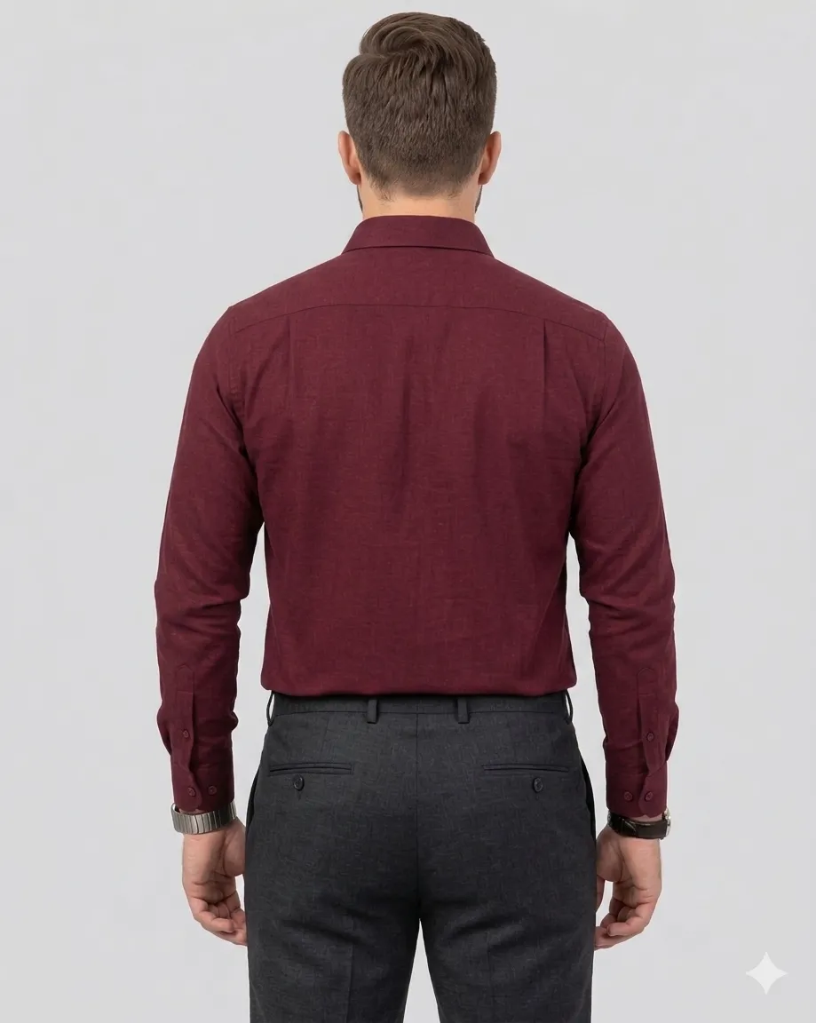 Mens Premium Maroon (Red Wine) Cotton Shirt (60x40 Fabric) | Formal Wear | Regular Fit | view 2