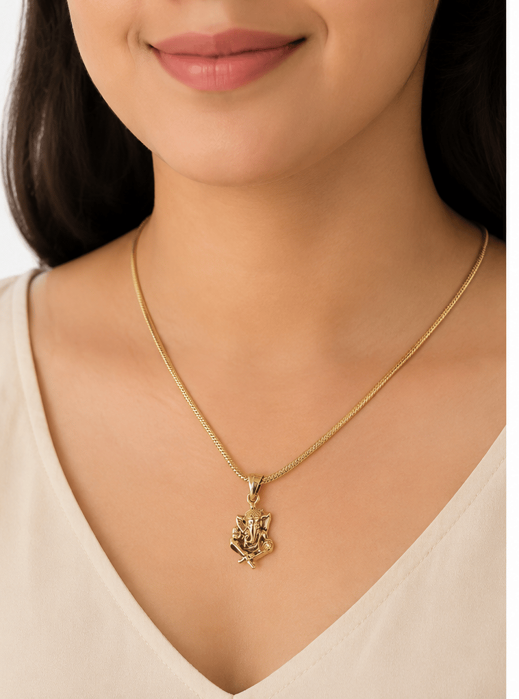 Women's Gold-Plated Lord Ganesha Pendant Necklace view 2