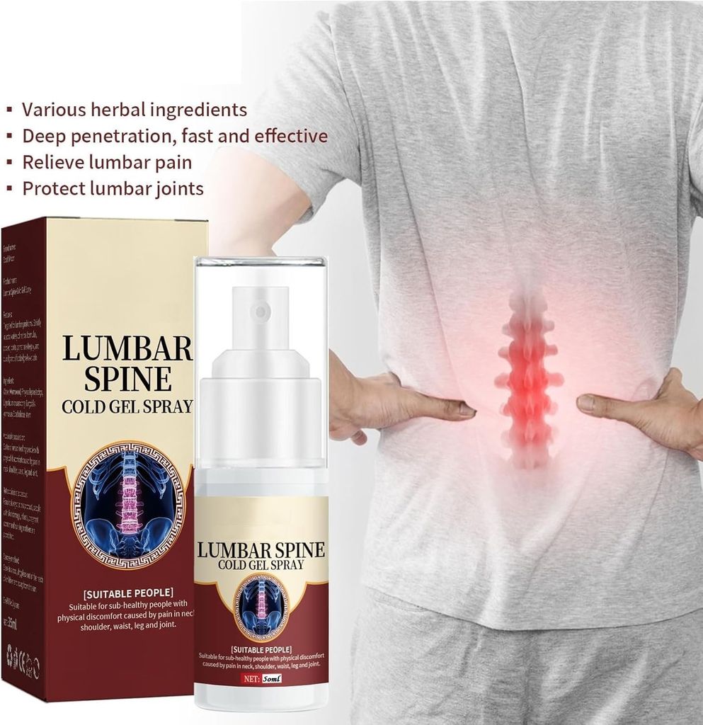 ELAHE Japanese Herbal Lumbar Spine Cold Gel Spray | Cooling Relief for Lower Back, Waist, Neck, Joint & Muscle Pain | Non-Greasy Fast Absorbing Formula | Portable Spray for Men & Women view 2