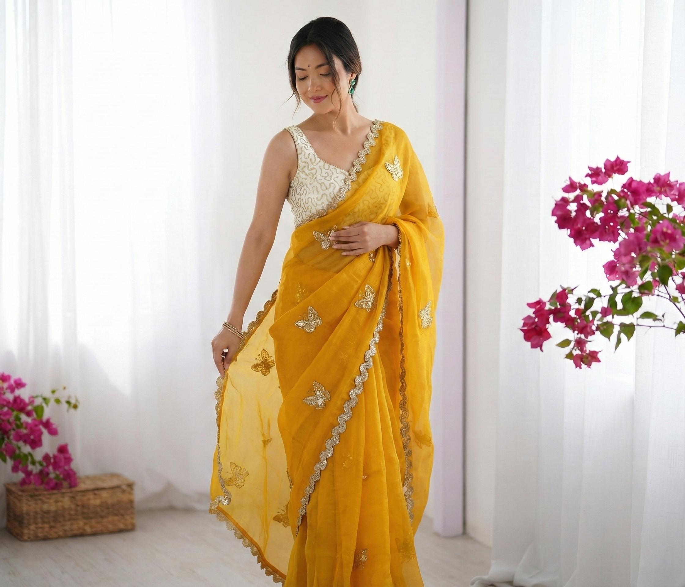 Fendy Satin Silk Saree With Sequence Work view 2