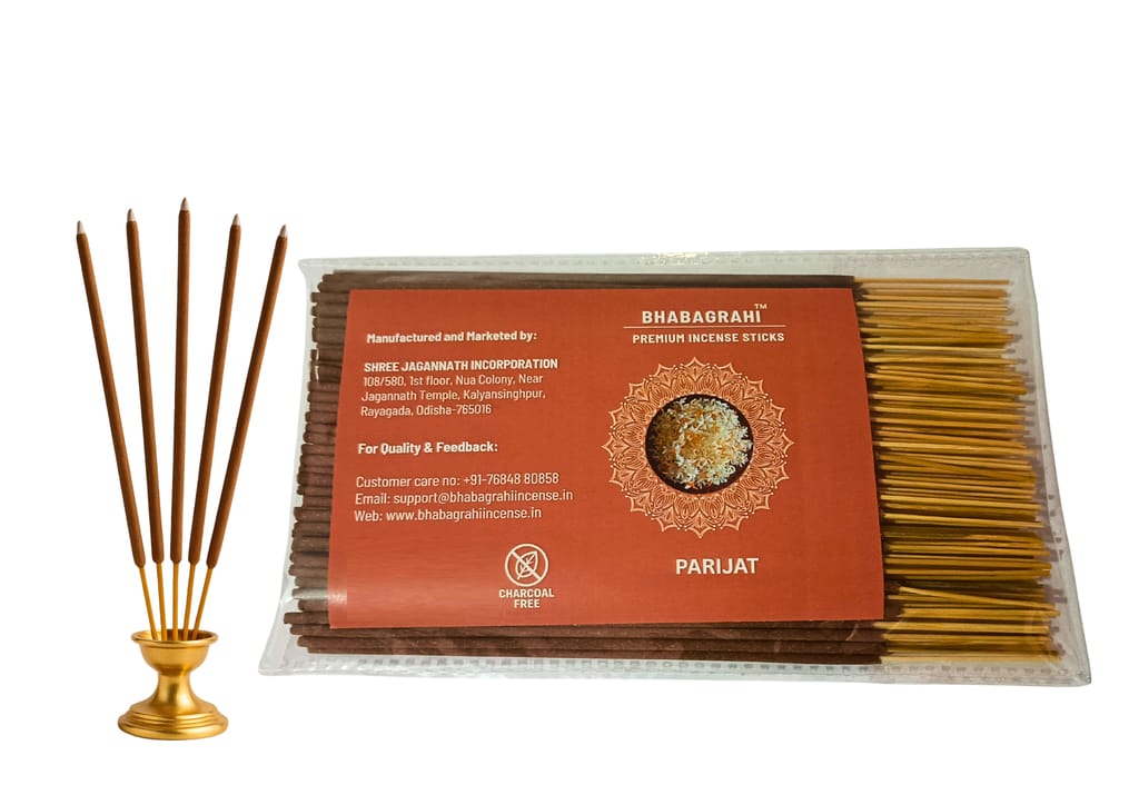 Bhabagrahi Premium Charcoal Free Incense Sticks | High Grade Parijat Fragrances (8 Inch, 150 Units, Set of 1)