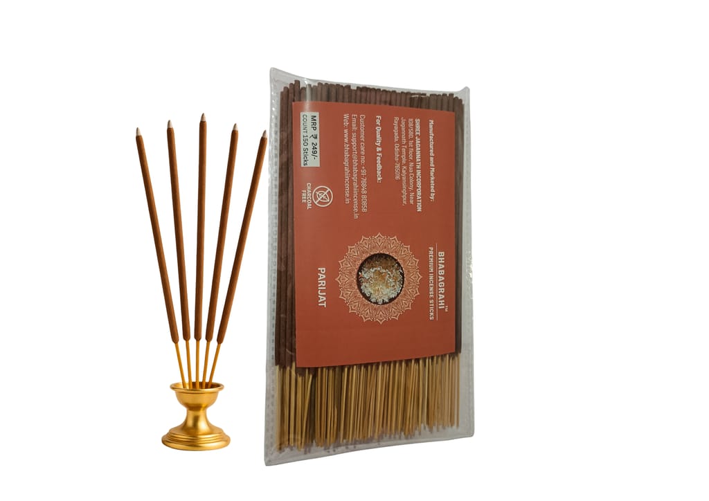Bhabagrahi Premium Charcoal Free Incense Sticks | High Grade Parijat Fragrances (8 Inch, 150 Units, Set of 1) view 2