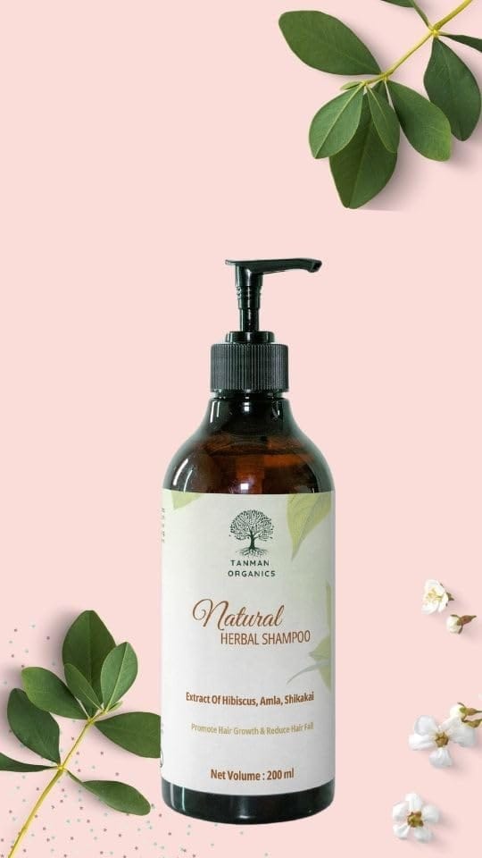 Tanman Organics Natural Herbal Shampoo, Anti Hair Fall, Hair Growth, 200ml X 2 Pack (400 ml)