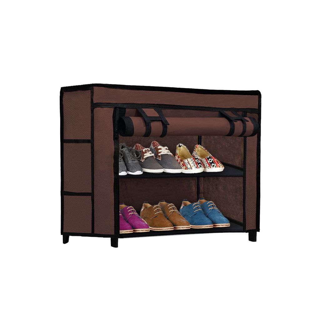 Dustproof Portable Fabric Shoe Rack Organizer | 2-Tier Shoe Storage view 2