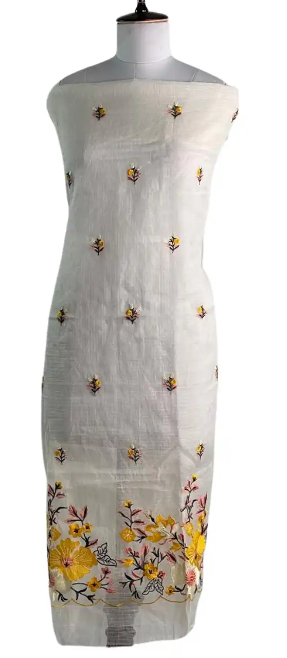 Kota Doria Dress Material Mustard Floral Buti view 2