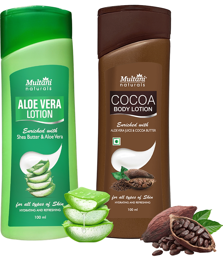 Multani Naturals Body Lotion Combo - Cocoa & Aloe Vera, Soft & Smooth Skin, 100Ml Each (Pack of 2)