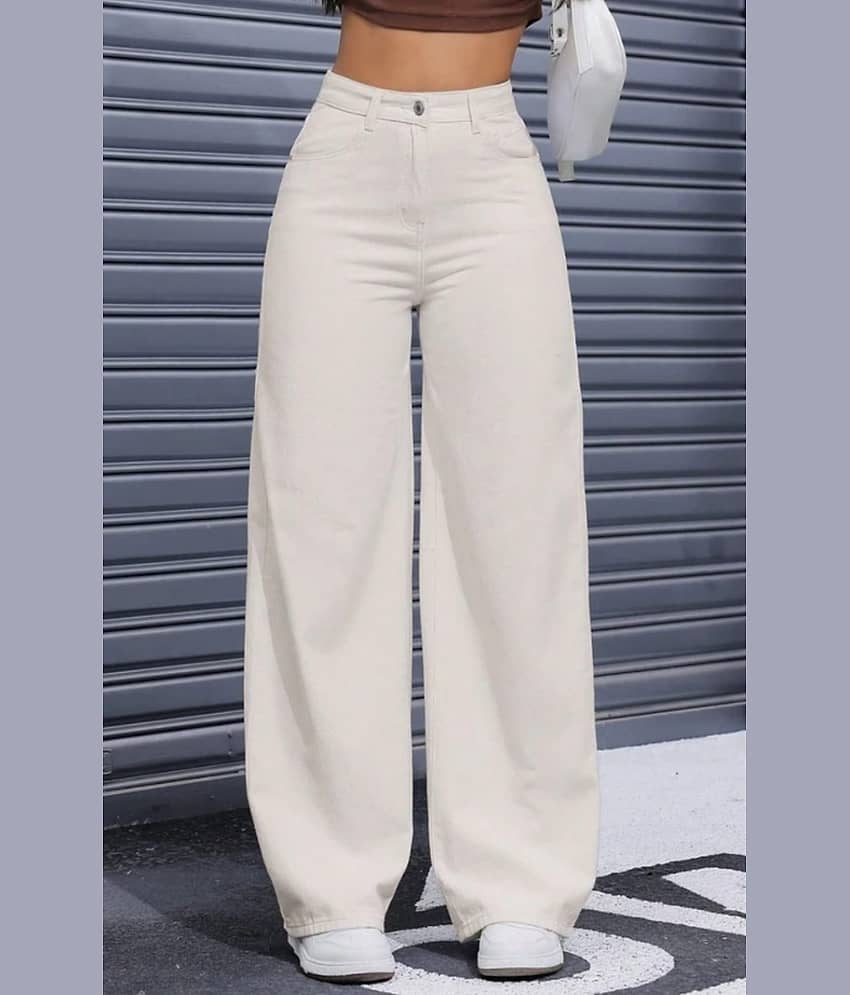 Belvog Women's Straight Fit High-Rise Jeans ( Beige )
