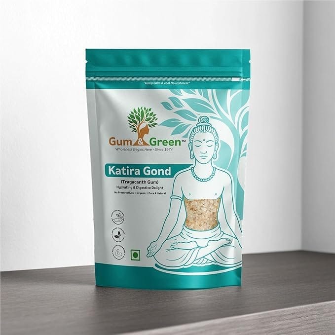Gum & Green Gond Katira (Tragacanth Gum) | 100% Natural & Edible Ayurvedic Superfood | Cooling & Digestive Pure Summer Coolant for Sharbat & Falooda | Promotes Skin Glow & Digestion | FSSAI Certified | 250g