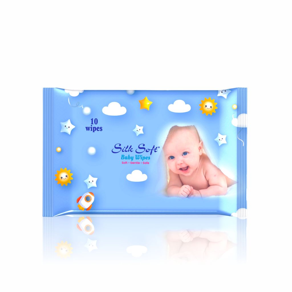Silk Soft Baby Wipes without Lid (Pack of 6) – Extra Thick, Large & Ultra-Soft | Fragrance-Free & Gentle for Sensitive Skin – 10 Wipes per Pack view 2
