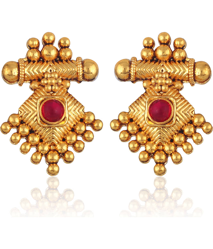 VIVASTRI Golden Stud Earrings ( Pack of 1 ) view 2