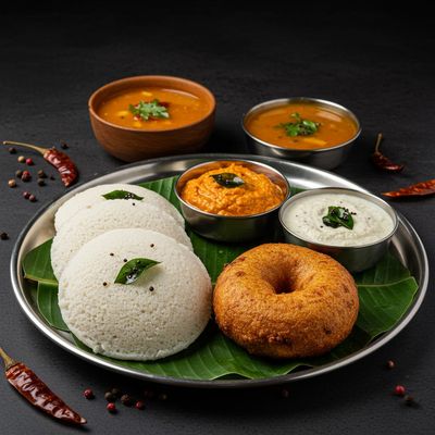 Idli + Sambar + Chutney + Vada (1 Nos)
