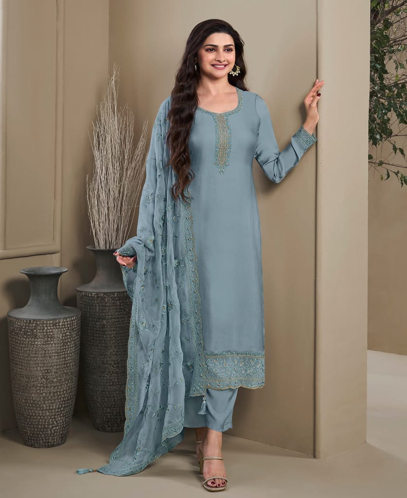 New Wedding Wear Crepe Silk Straight Suit for Women