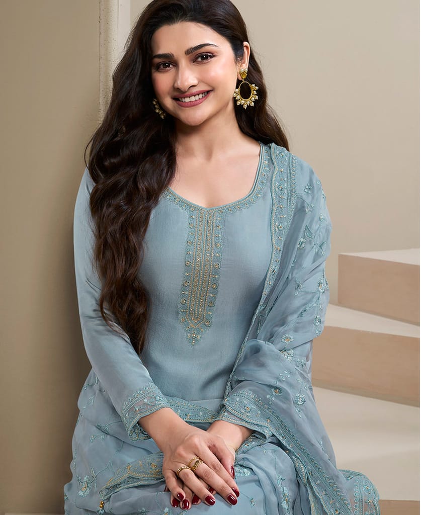 New Wedding Wear Crepe Silk Straight Suit for Women view 2