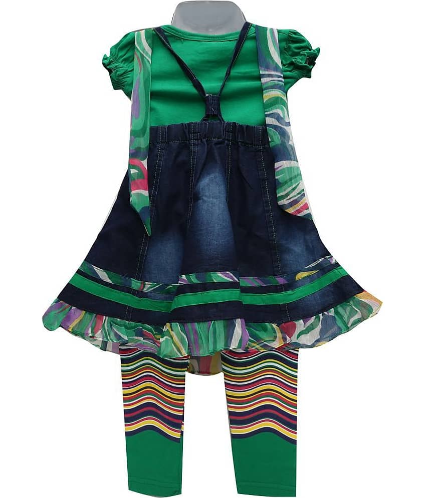 Zadmus Baby Girls Denim Dresses ( Green ) view 2