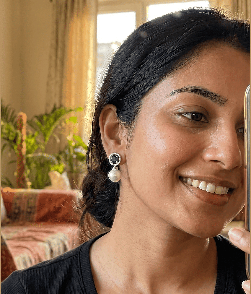 AKLINA Pink Danglers Earrings ( Pack of 1 ) view 2