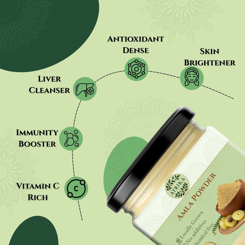 Atrika Pure Amla Powder for Hair Growth, Skin Glow & Immunity | 200g | Natural & Chemical-Free view 2