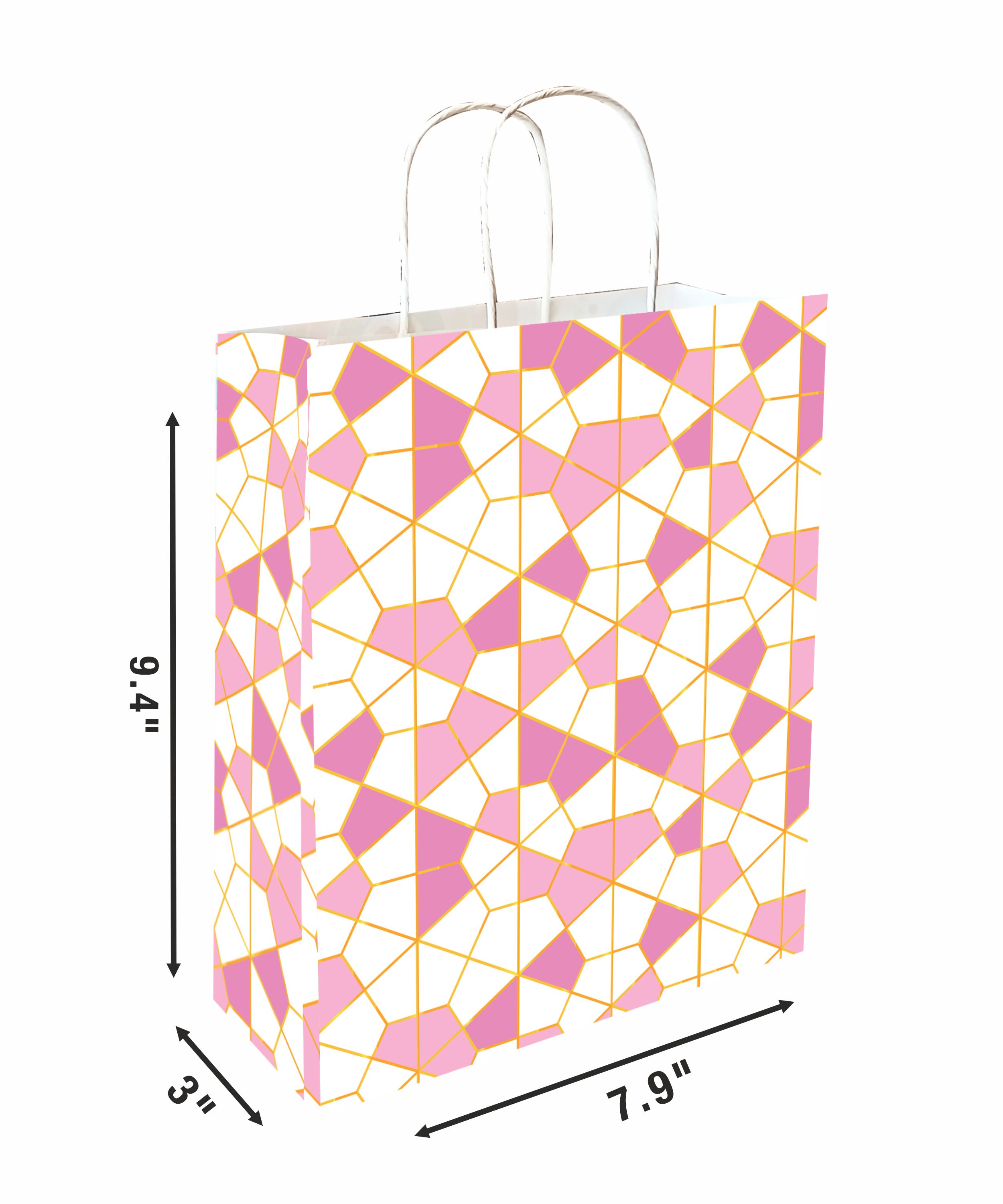 90 GSM Abstract Printed Small Paper Gift Bags, Ideal for Birthday Return Gifts, Wedding Gifts, & Gifting on Special Occasions (Size: 9.4 x 7.9 x 3 inch) - 24 view 2