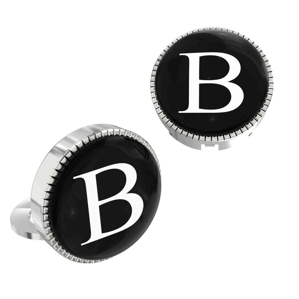 The Smart Buttons - Shirt Button Cover Cufflinks for Men - Personalized Initials - B view 2