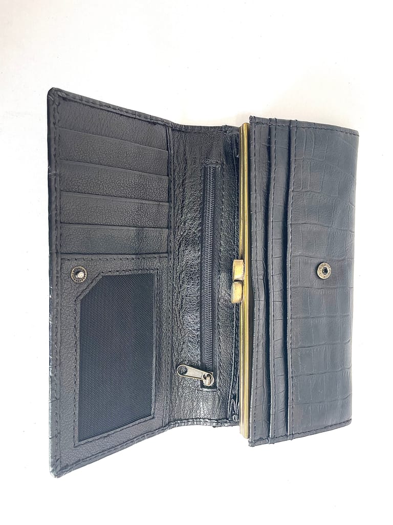 Women's Black Crocodile Embossed Hand Wallet view 2