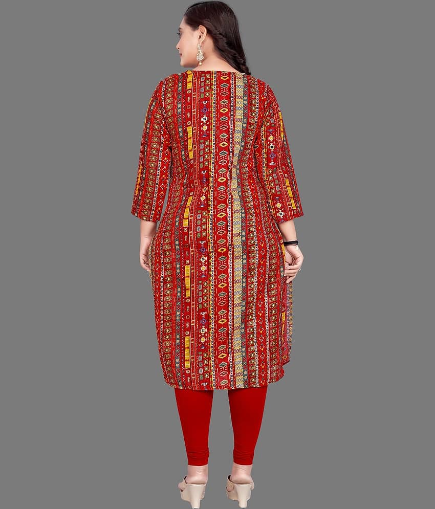 AMTHI Pack of 1 Cotton Blend Printed Straight Women's Kurti - ( Yellow ) view 2