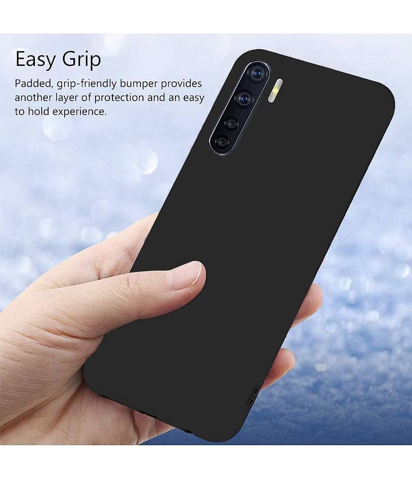 BEING STYLISH - Black Silicon Plain Cases Compatible For OPPO F15 ( Pack of 1 ) view 2