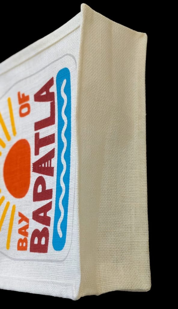 Bay of Bapatla Printed Jute Tote Bag view 2