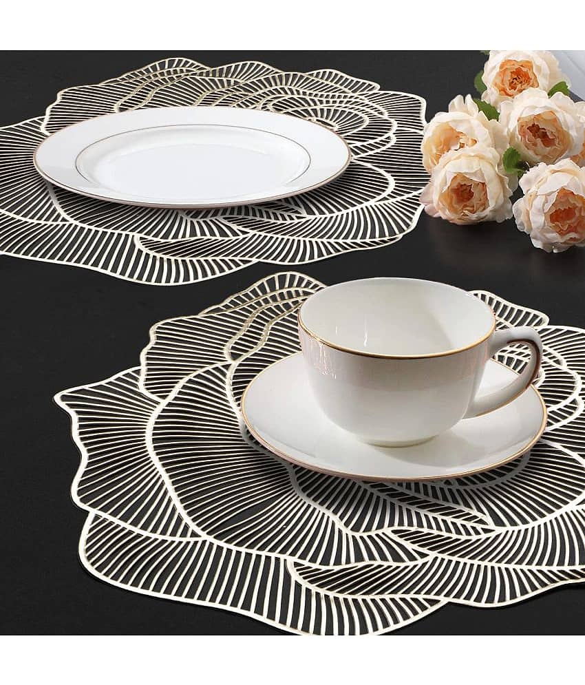 PVC Floral Round Table Mats (38 cm x 38 cm) Pack of 2 - Silver view 2
