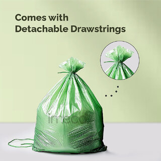 IMECO Green Garbage Bags with Detachable Drawstrings Large (24x32) - 45 Pcs view 2