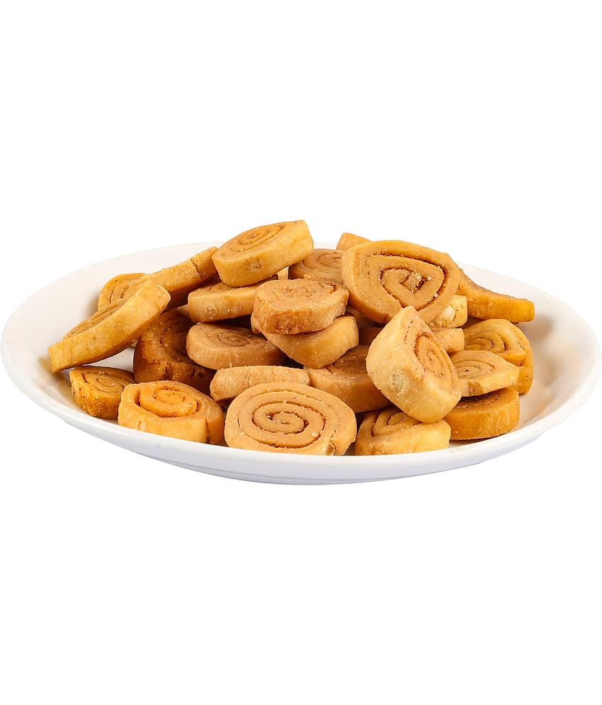 Indiyum Disko Bhakarwadi, Traditional Gujarati Tea Time Snacks, Single Fried, Authentic Recipe 400gm view 2