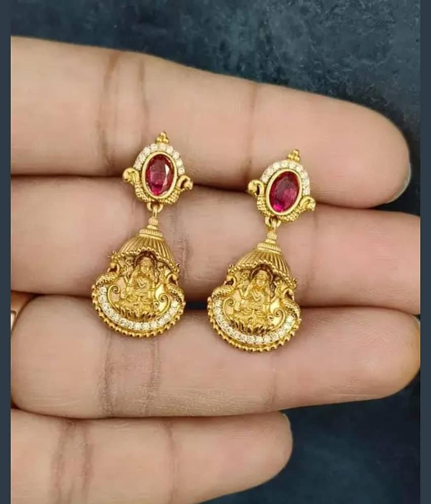 ROFARWORD Gold Jhumki Earrings ( Pack of 1 )