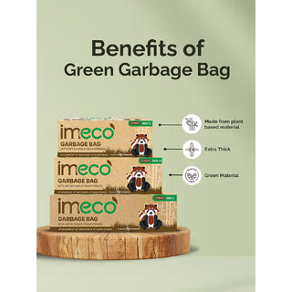 IMECO Eco-Friendly Garbage Bags 30 Pcs Medium - 19 x 21 Inches 30 Pcs x 1 Roll Green Dustbin/Trash Bags with D view 2