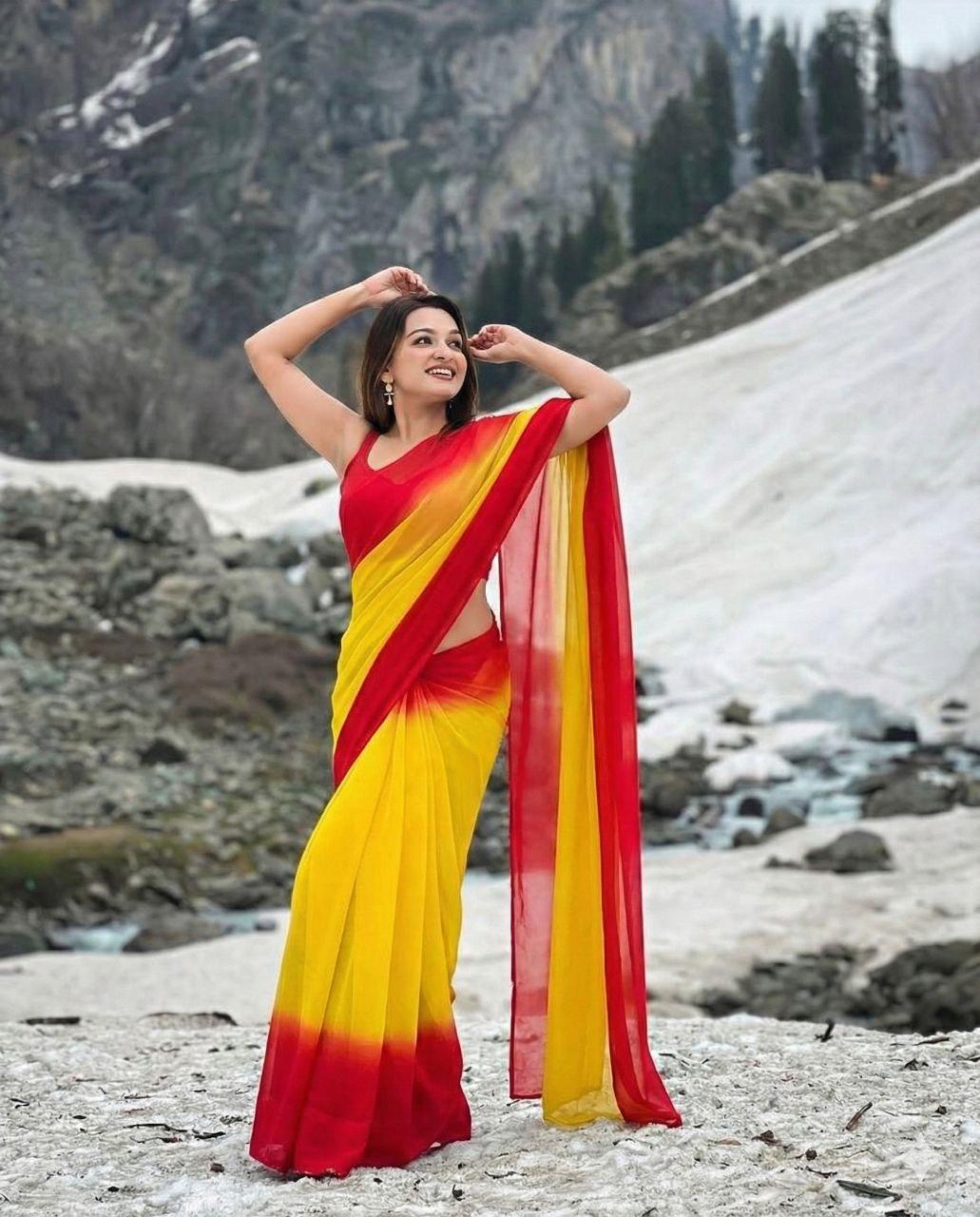 Dyed Padding Georgette Saree view 2