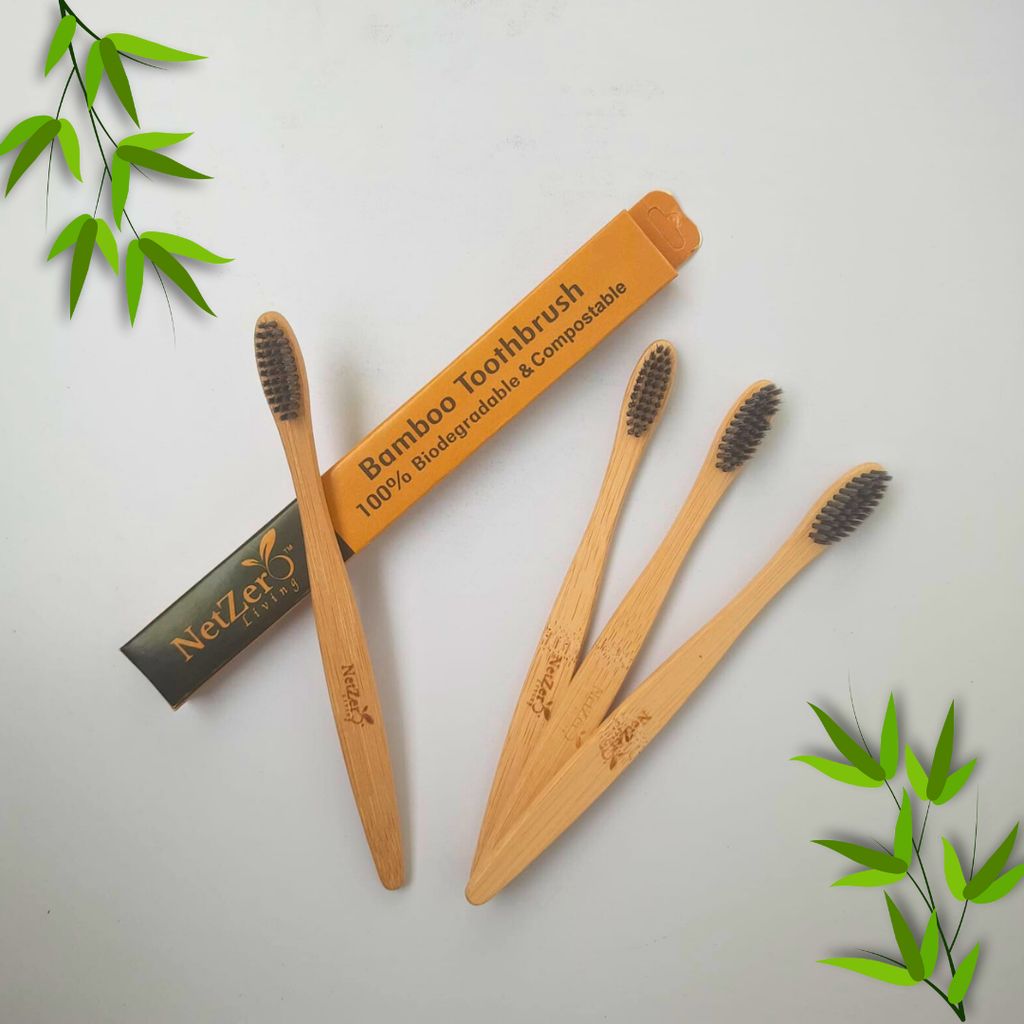 Bamboo Toothbrush – Droplet | Biodegradable & Eco-Friendly (Pack of 4) | Dental Care