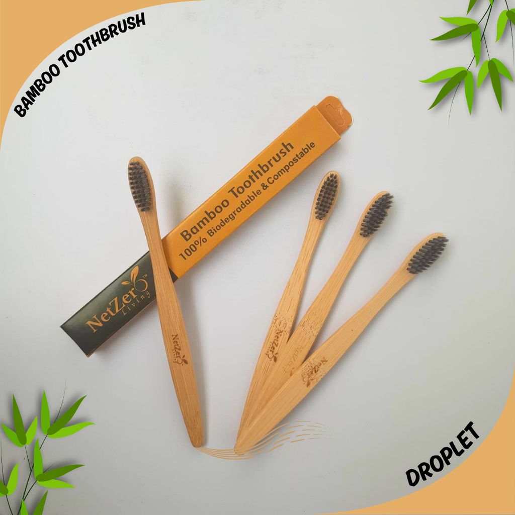 Bamboo Toothbrush – Droplet | Biodegradable & Eco-Friendly (Pack of 4) | Dental Care view 2