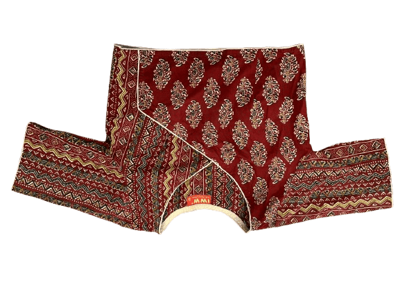Women's Hand Block Printed Cotton Angrakha Kurta with 3/4th Sleeves view 2
