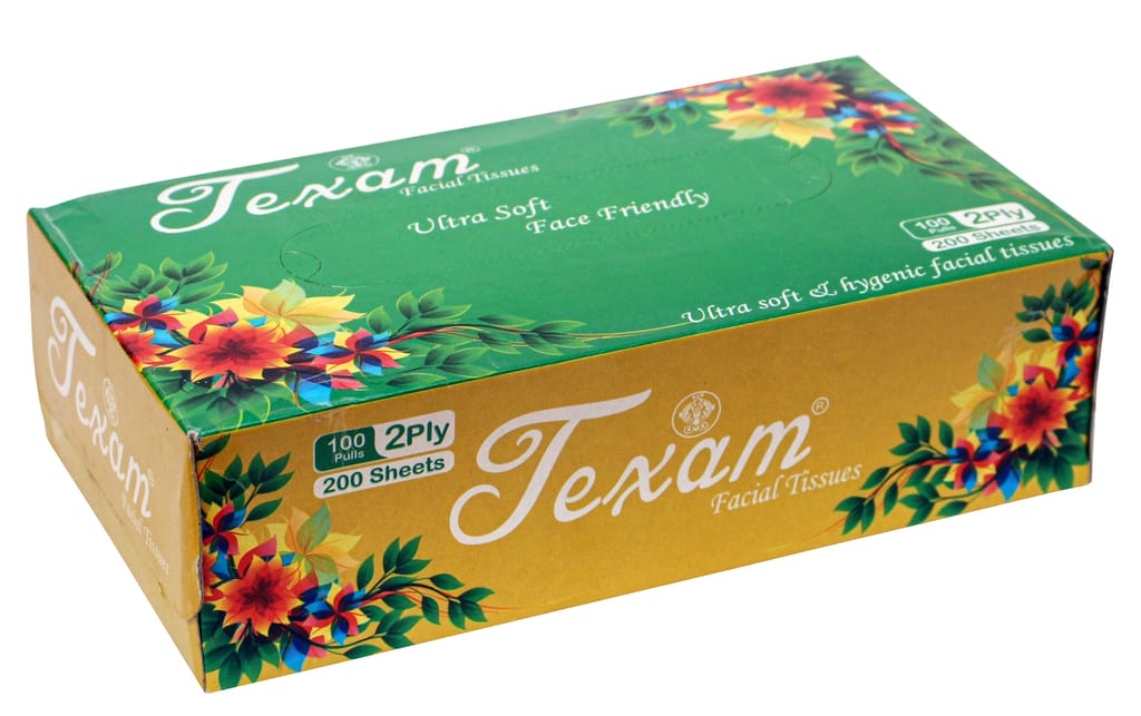 Texam 2 - Ply Facial Tissue Soft Pack – 500 Pulls (Pack of 5) | 100% Virgin Pulp | For Home, Office and Travel