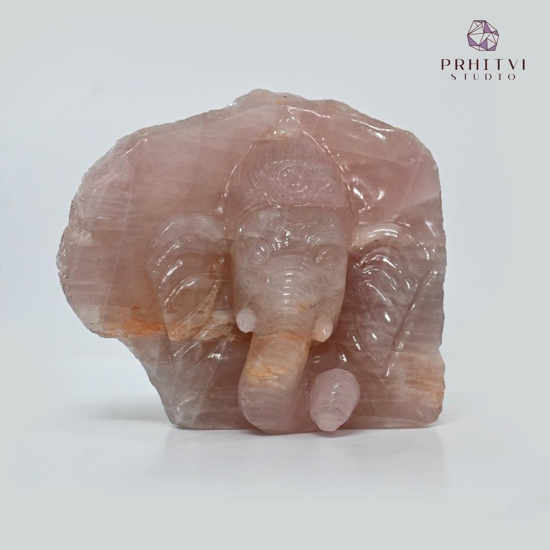 Abstract Rose Quartz Ganesha