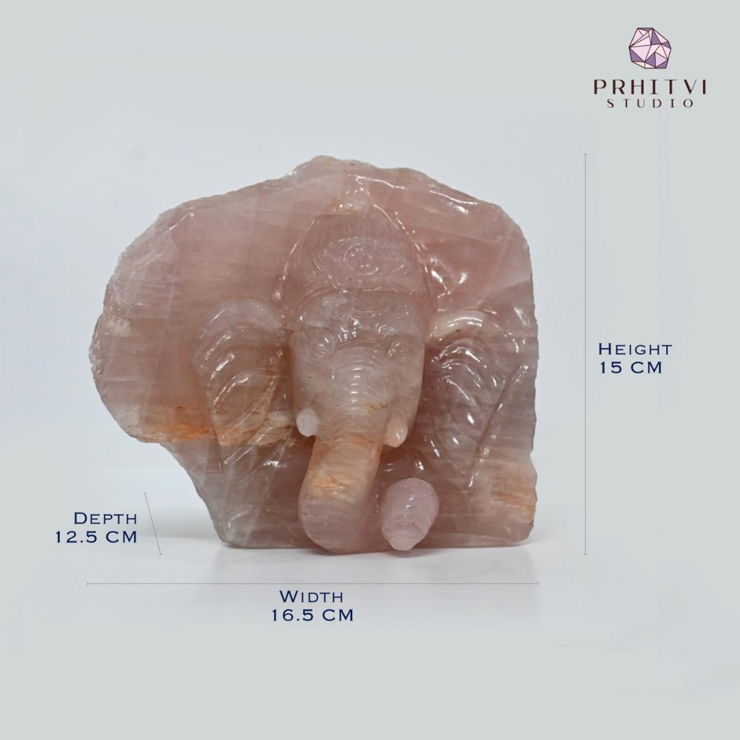 Abstract Rose Quartz Ganesha view 2