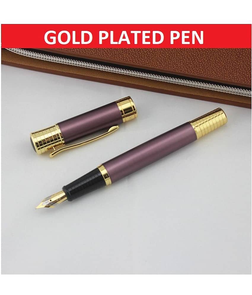 Hayman Dikawen 24 CT Gold Plated Fountain Pen With Box (P-138)