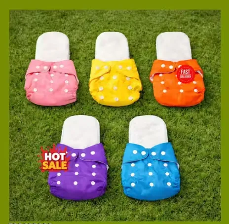 Pack of 5 Baby Reusable Cloth Diapers | Eco-Friendly, Adjustable Size, Waterproof Outer & Soft Inner