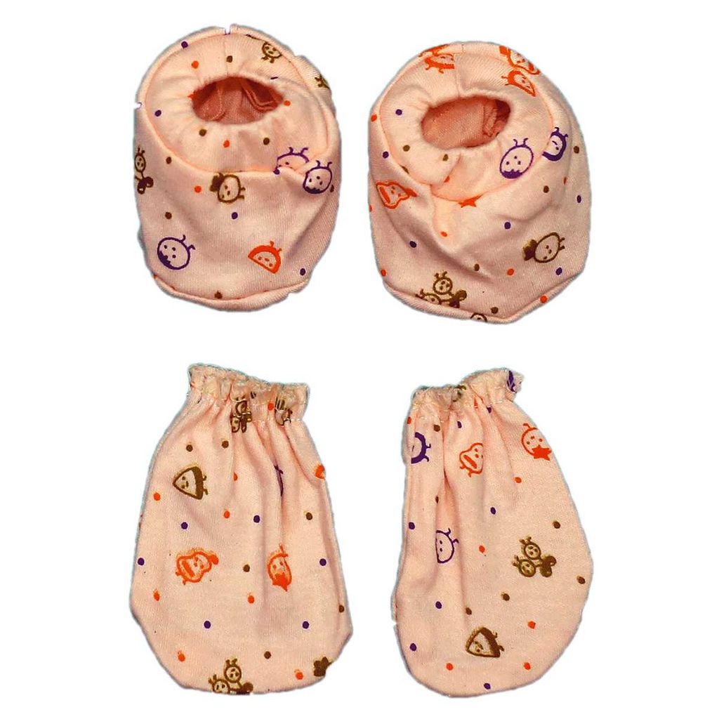Newborn Baby Hosiery Soft Fabric Mitten Booties (Pack of 4) Printed Random Print view 2