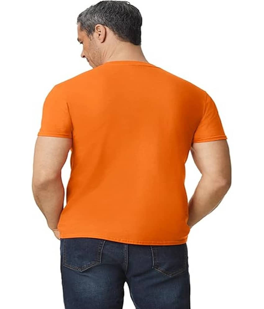 Gildan Men Cotton Blend Regular Fit Solid T-Shirt ( Beige ) view 2