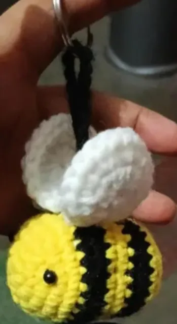 Handmade Crochet Bumblebee Keychain - Cute Yarn Accessory