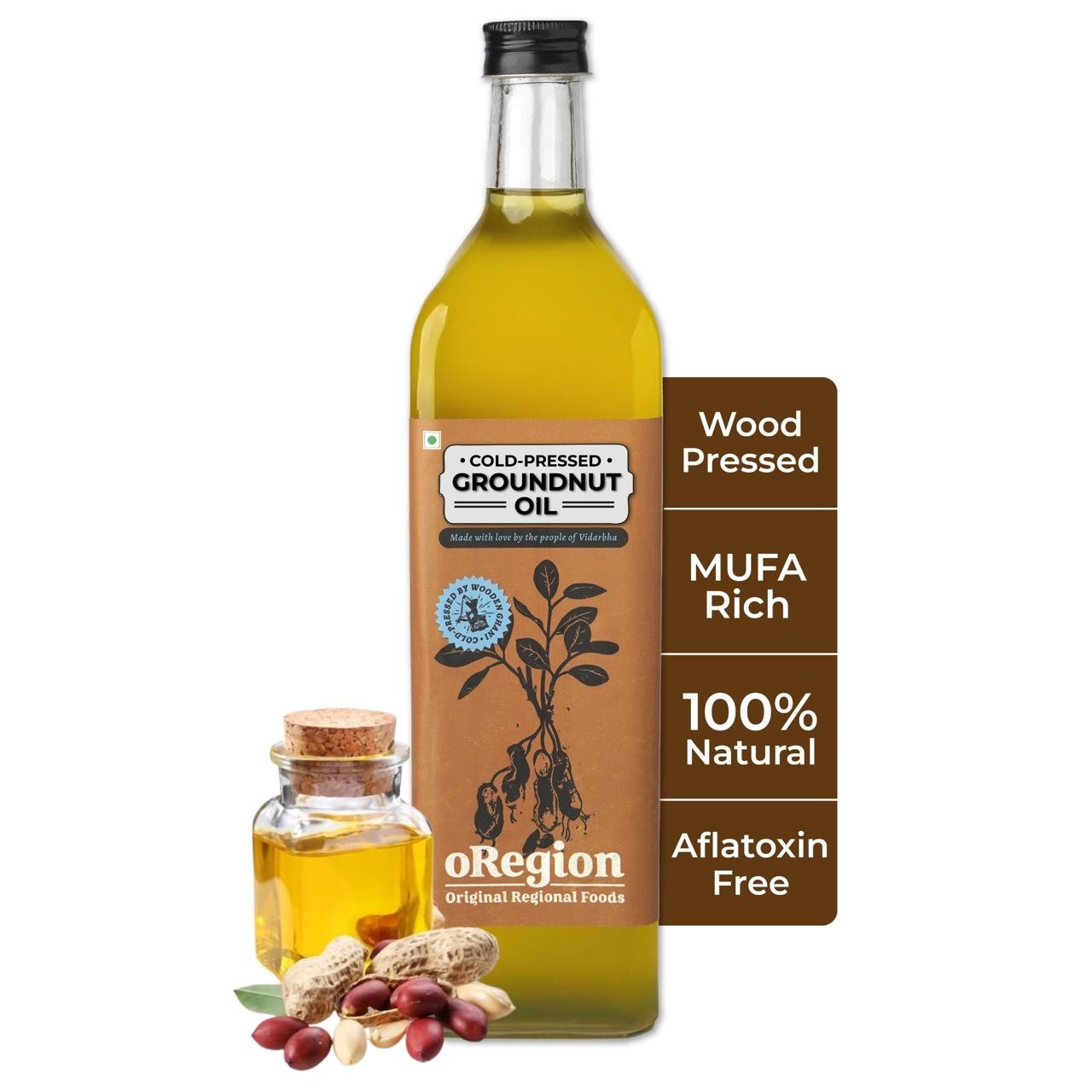 Cold Pressed Groundnut Oil - 1L (Glass)