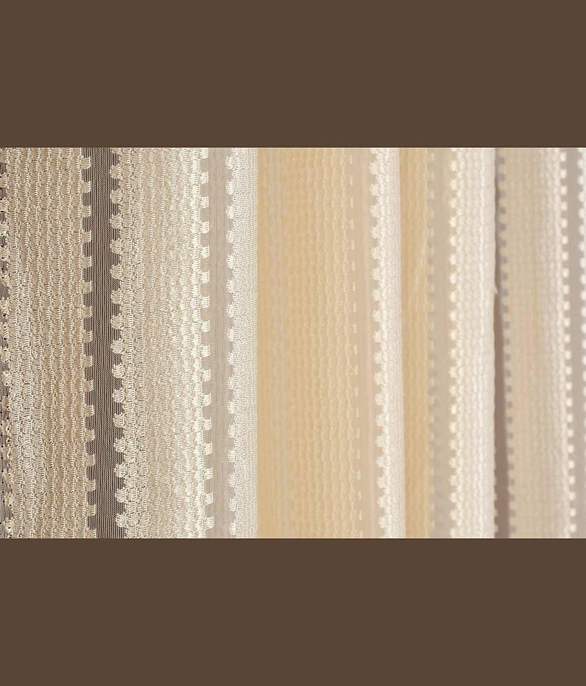 Homefab India SelfDesign Semi-Transparent Eyelet Long Door Curtain 9ft (Pack of 2) - Cream view 2