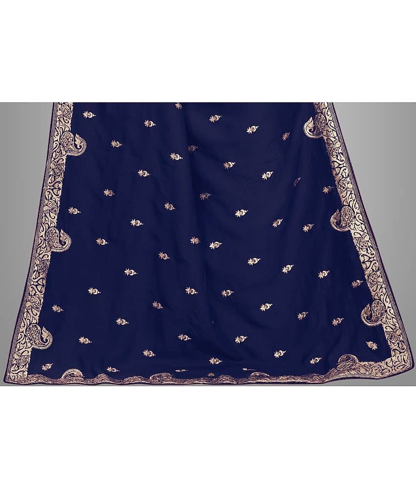 Om Shantam Sarees Silk Blend Embroidered Saree With Unstitched Blouse Piece ( Pink ) view 2
