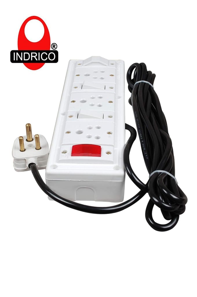 INDRICO? Extension Board (3+2) with Fuse and Power Light 4 Meter Cord view 2